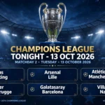 CHAMPIONS LEAGUE AZI – 13 OCTOMBRIE 2026: Seara uriașă din etapa a 2-a, cu Arsenal, Barcelona și super-duelul Atletico – Manchester United