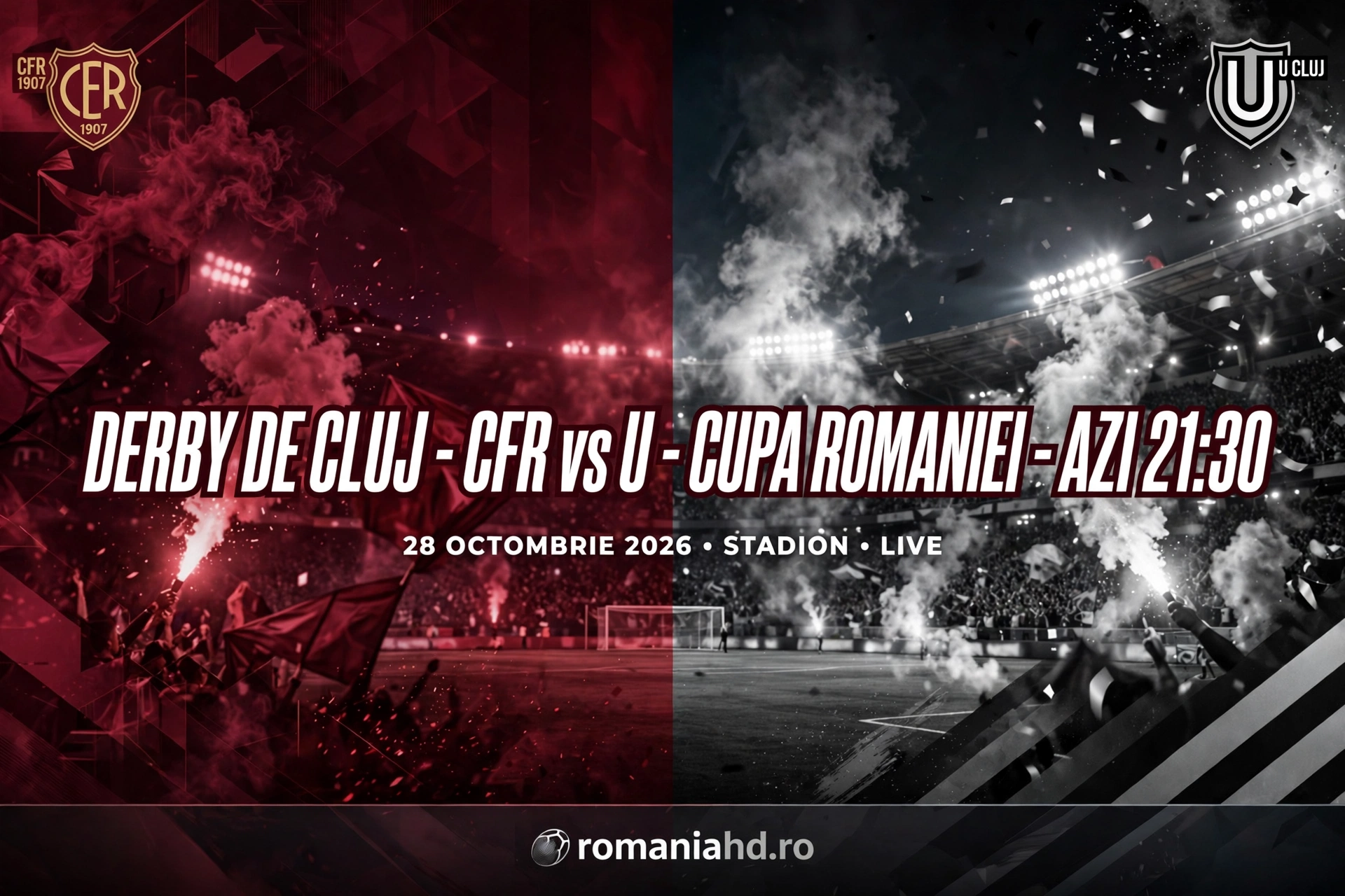 Derby de Cluj in Cupa Romaniei: CFR Cluj vs U Cluj AZI de la 21:30